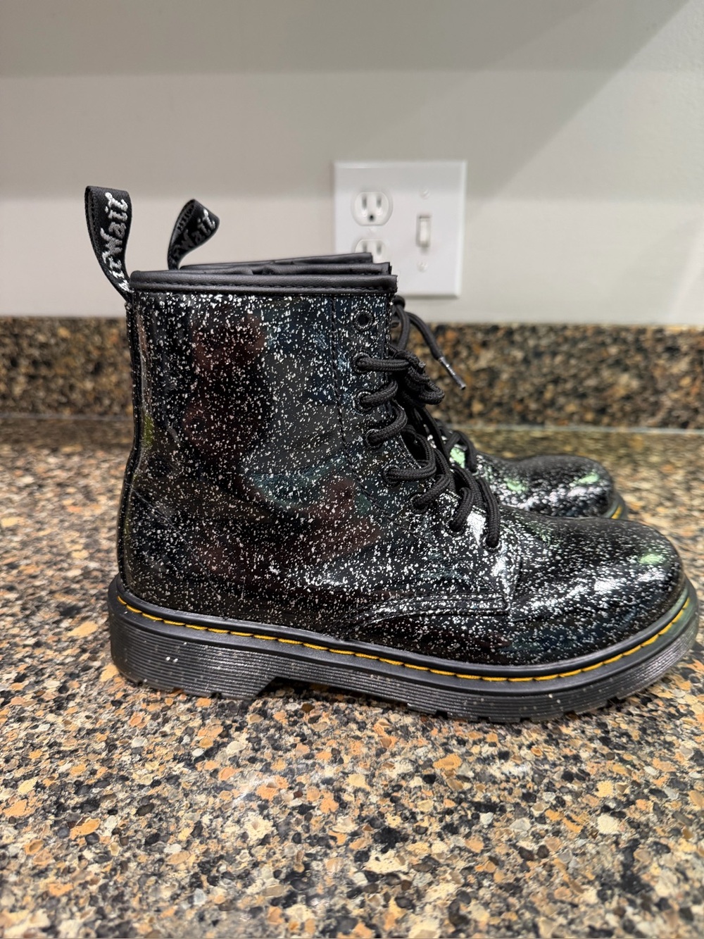 Ladies dr martens 5 Black Glitter Lace-Up Ankle Boots